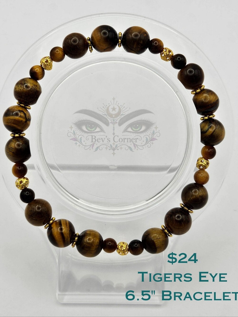Handmade Gold-Accented Tiger's Eye Stretch Bracelet